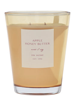Vase jar candle with 'Apple Honey Butter' label on a white background