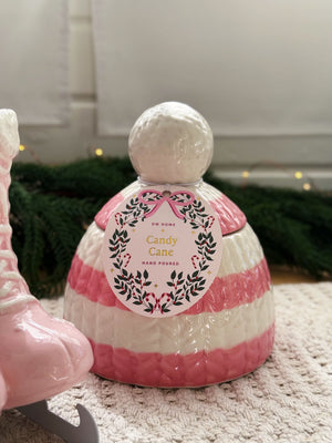 Candy Cane Ceramic Single Wick Candle