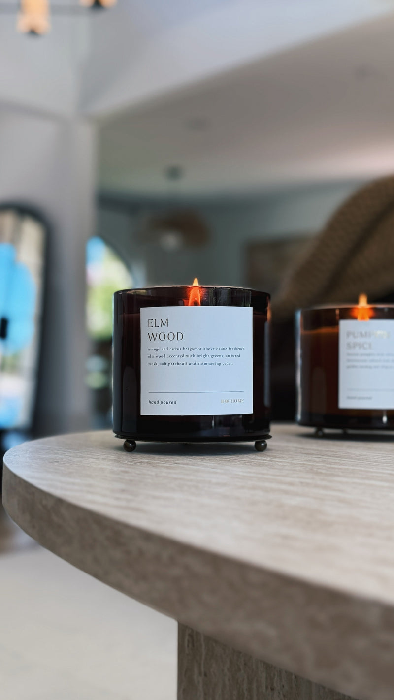 Elm Wood Candle Wooden Wick