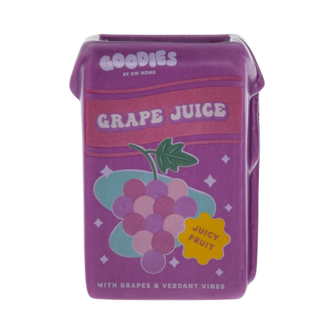 Purple, ceramic grape juice box candle