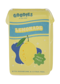 Yellow, ceramic lemonade juice box candle