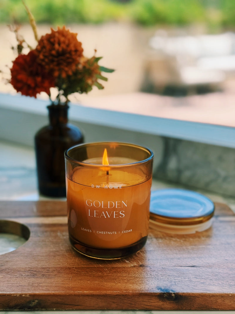 Golden Leaves Candle Single Wick