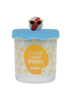 Goodies, Relax at the beach candle with silicone lid and knob accent