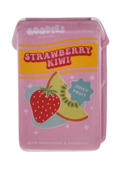 Pink, ceramic strawberry kiwi  juice box candle