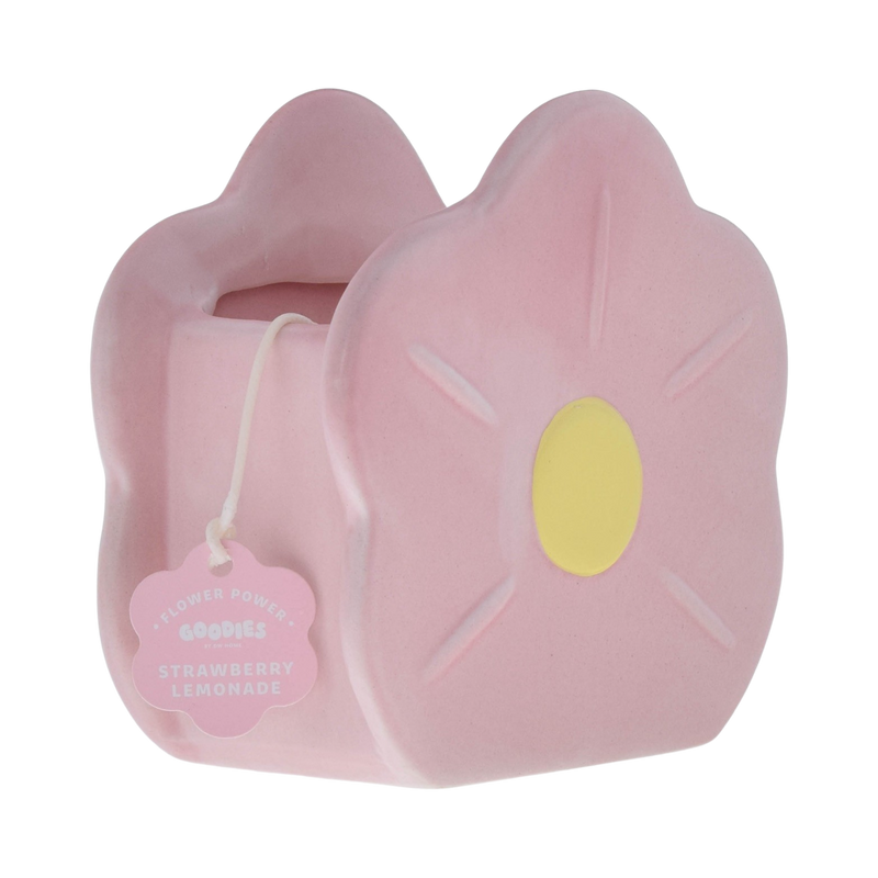 Goodies, pink, ceramic flower candle