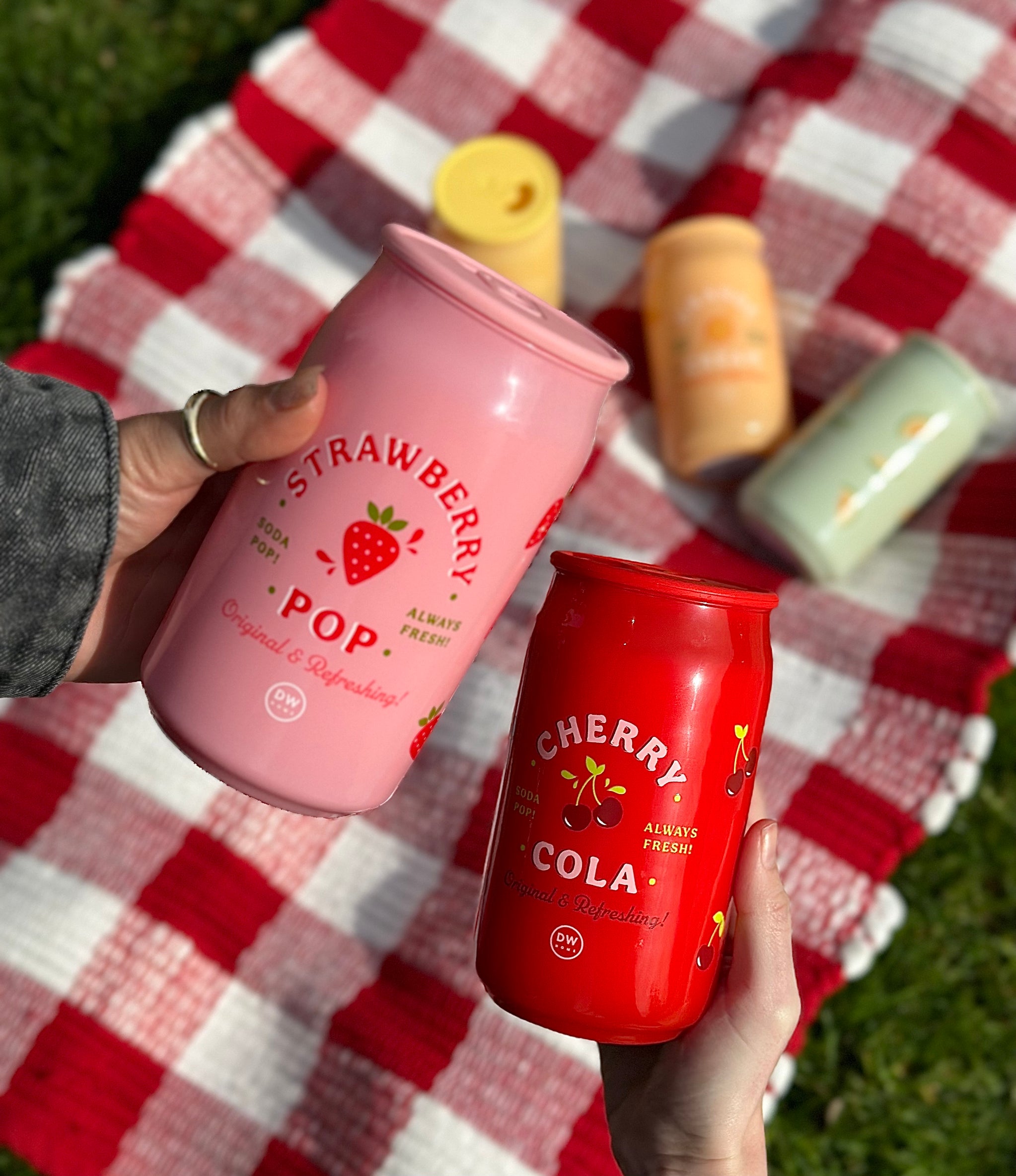 Soda pop candles: strawberry pop and cherry cola