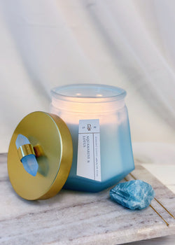 Aquamarine & Lotus Candle Single Wick
