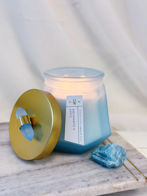 Aquamarine & Lotus Candle Single Wick