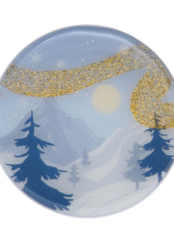 Epoxy Aspen Trail lid with printed snowy mountain image 