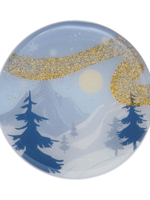 Epoxy Aspen Trail lid with printed snowy mountain image 