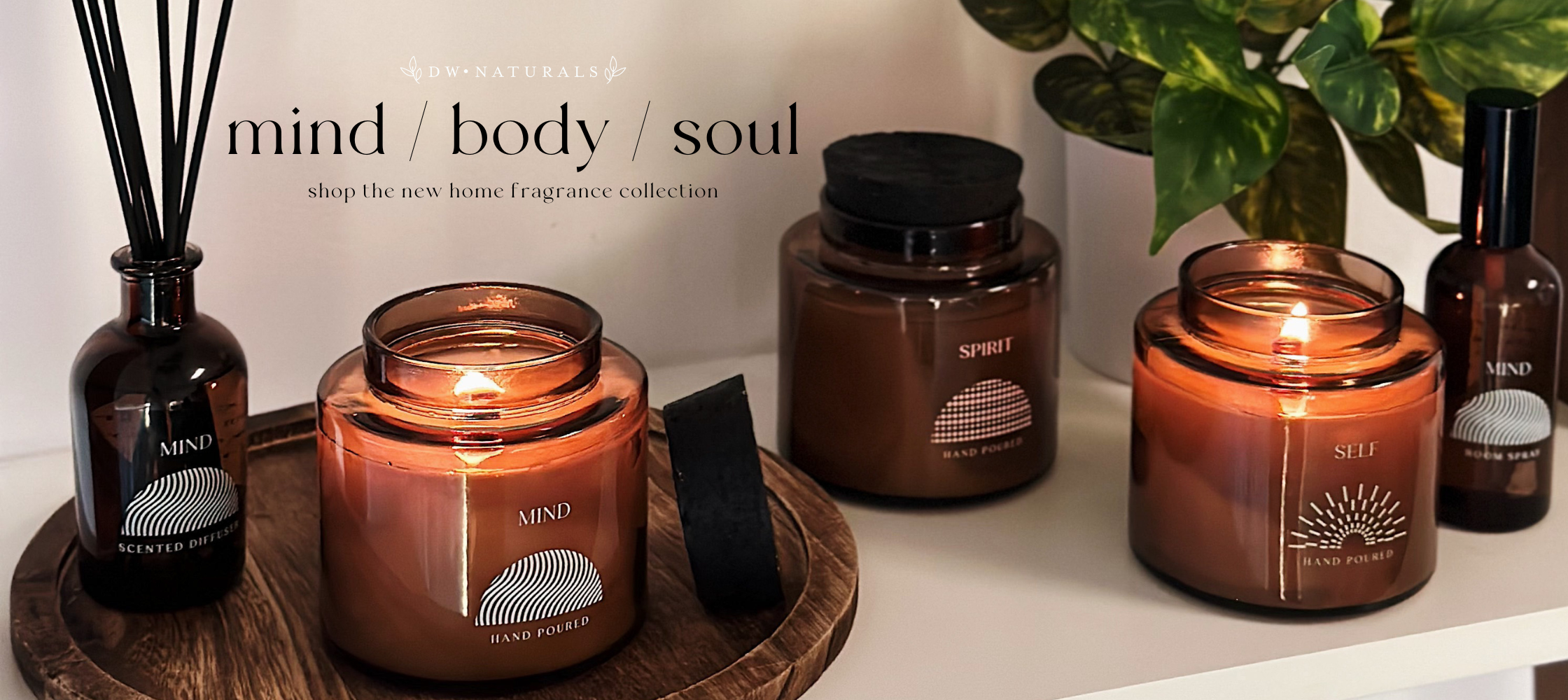 DW Naturals, mind, body, soul collection banner image