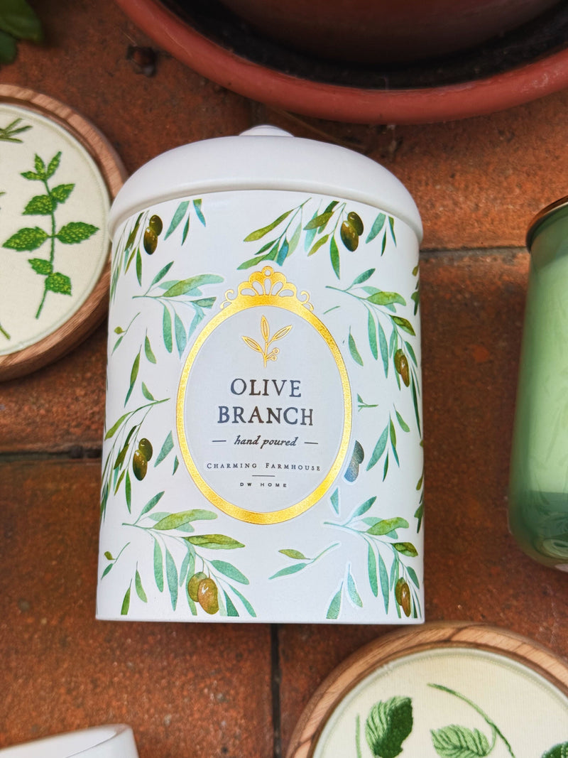 Olive Branch  Single Wick Ceramic Candle