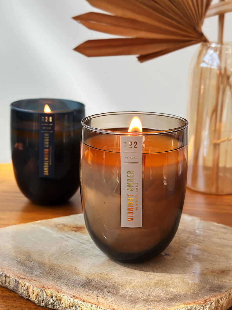 Midnight Amber Wooden Wick Candle