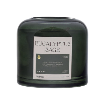 Green candle with a label on a white background