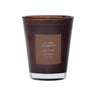 Brown DW Home candle with label on a brown background