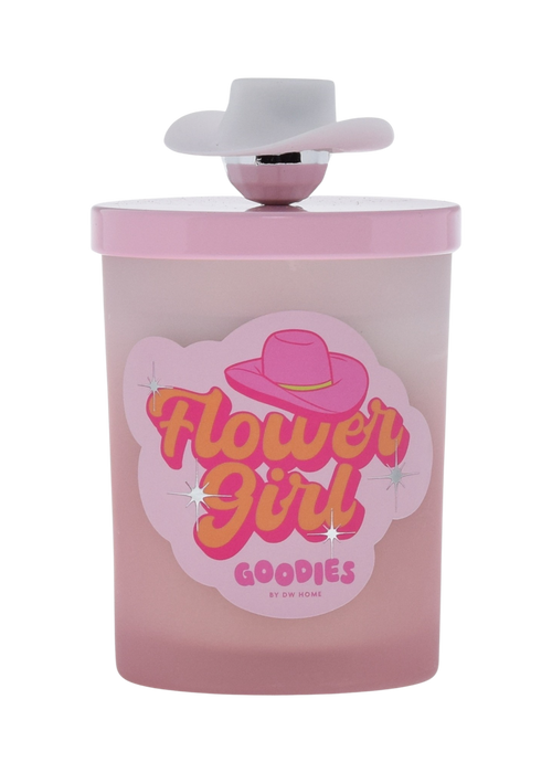 Goodies, Flower Girl candle with silicone lid and disco ball, cowboy hat knob accent