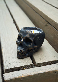 Mahogany Teak | Cement Skull Double Wick Candle
