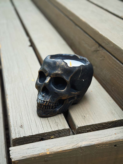 Mahogany Teak | Cement Skull Double Wick Candle