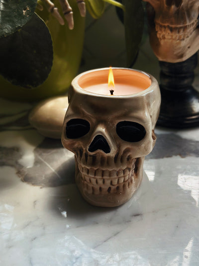 Funny Bone | Ceramic Skull Candle Single Wick