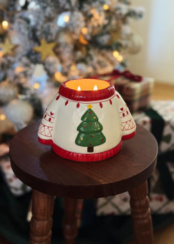 Peppermint Patchwork Ceramic Double Wick Candle