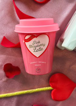 Pink Strawberry Latte Candle Single Wick