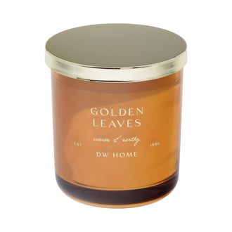 DW Home 'Golden Leaves' candle with a gold lid