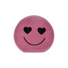 Goodies, pink ceramic heart-eyes smiley face candle