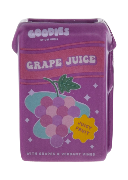 Purple, ceramic grape juice box candle