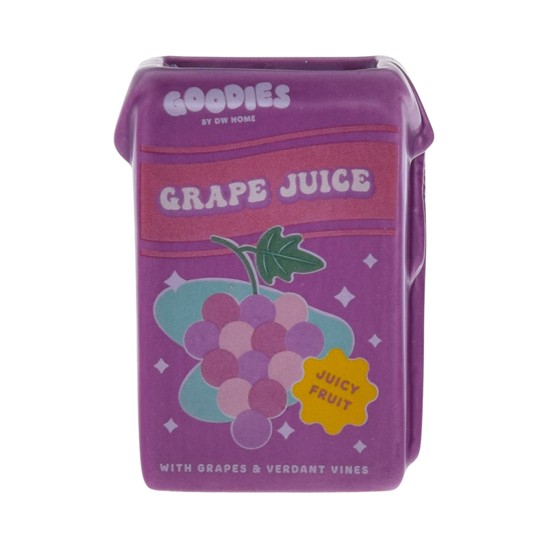 Purple, ceramic grape juice box candle