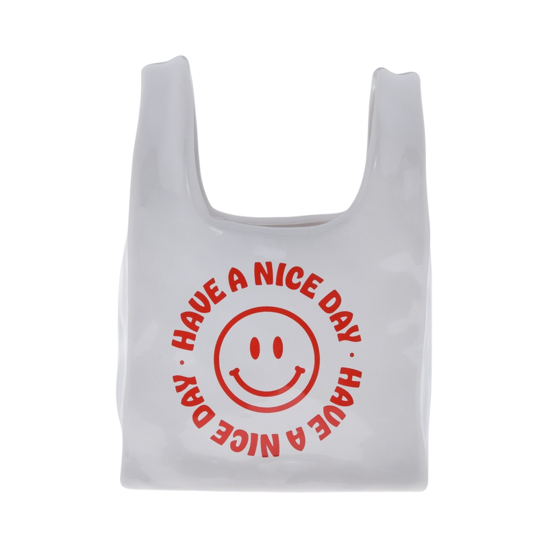 Goodies ceramic bag with have a nice day, smiley face design