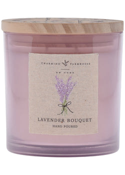 A single Lavender Bouquet candle in a Charming Farmhouse jar.