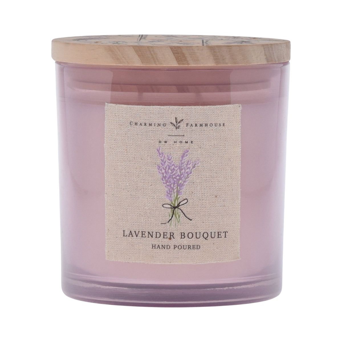 A single Lavender Bouquet candle in a Charming Farmhouse jar.