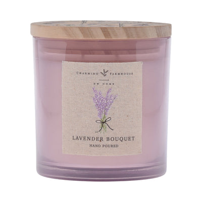 A single Lavender Bouquet candle in a Charming Farmhouse jar.