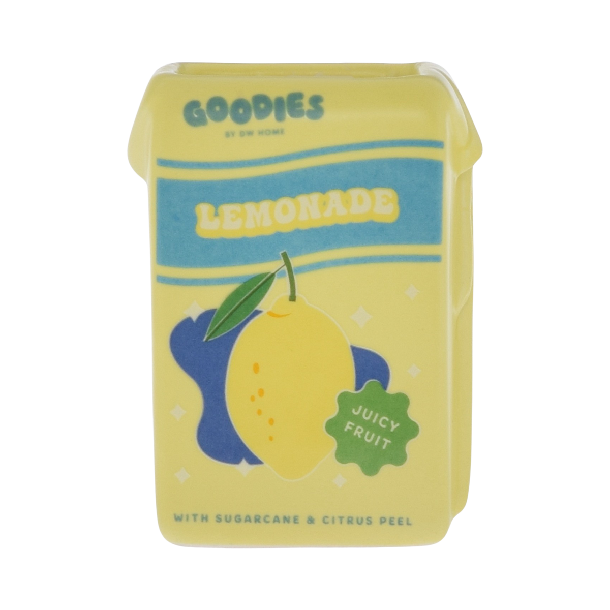Yellow, ceramic lemonade juice box candle