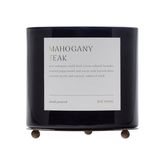 Black candle with a label on a white background