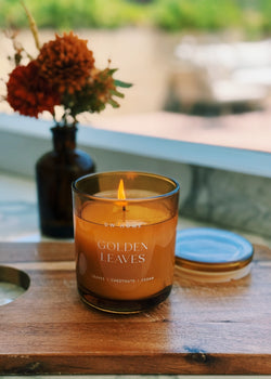 Golden Leaves Candle Single Wick