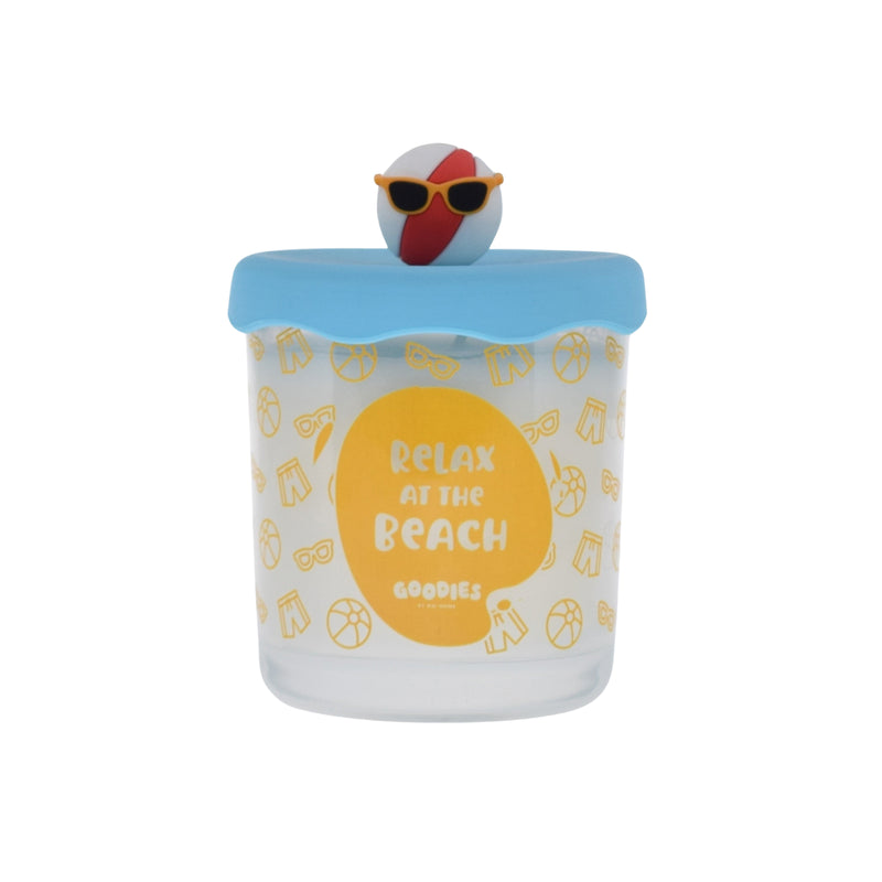 Goodies, Relax at the beach candle with silicone lid and knob accent