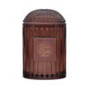 Brown decorative container with a textured surface and visible brand name on a brown background