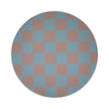 A round lid with a blue and pink checkered pattern, perfect for DW Home's Strawberry Crush candle.