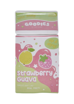 Goodies, ceramic strawberry guava juice carton candle with lid
