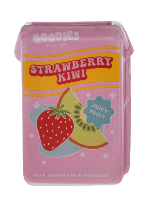 Pink, ceramic strawberry kiwi  juice box candle