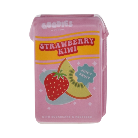 Pink, ceramic strawberry kiwi  juice box candle