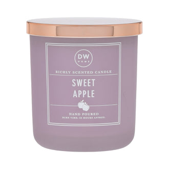Purple candle with a white label on a white background