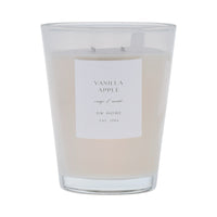 White vase, Vanilla Apple candle with a label on a white background