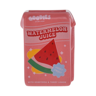 Pink, ceramic watermelon juice box candle