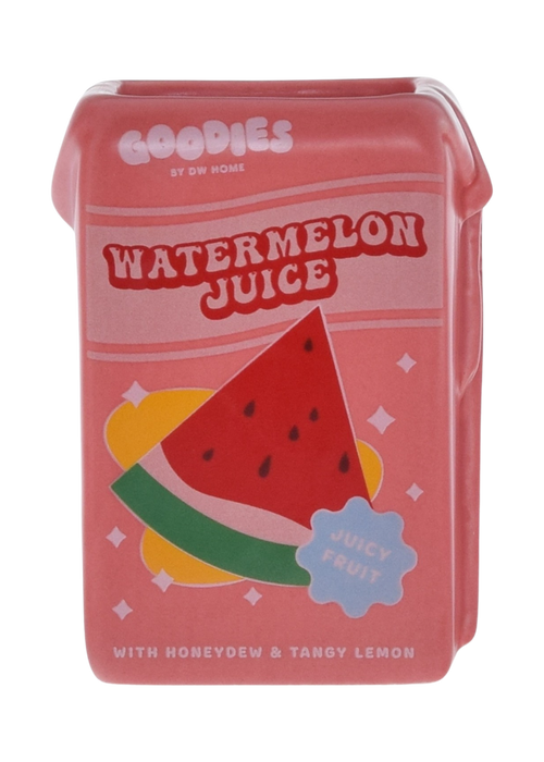 Pink, ceramic watermelon juice box candle