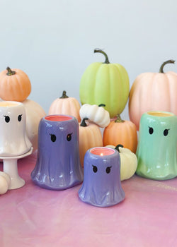 Pastel Purple Ghost Candles Single Wick and Mini