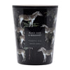 Black Sage and Bergamot, XL double wick candle. Black candle with zebra and palm tree graphic.